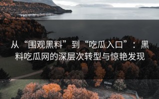从“围观黑料”到“吃瓜入口”：黑料吃瓜网的深层次转型与惊艳发现