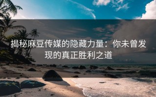 揭秘麻豆传媒的隐藏力量：你未曾发现的真正胜利之道