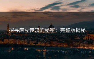 探寻麻豆传媒的秘密：完整版揭秘