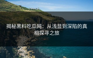 揭秘黑料吃瓜网：从浅显到深陷的真相探寻之旅
