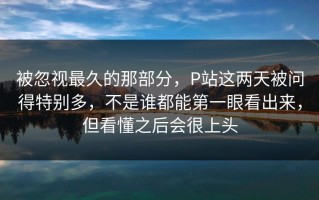 被忽视最久的那部分，P站这两天被问得特别多，不是谁都能第一眼看出来，但看懂之后会很上头
