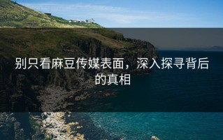别只看麻豆传媒表面，深入探寻背后的真相