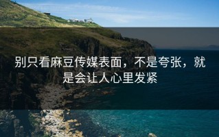 别只看麻豆传媒表面，不是夸张，就是会让人心里发紧