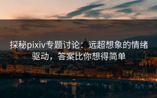 探秘pixiv专题讨论：远超想象的情绪驱动，答案比你想得简单