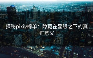 探秘pixiv榜单：隐藏在显眼之下的真正意义