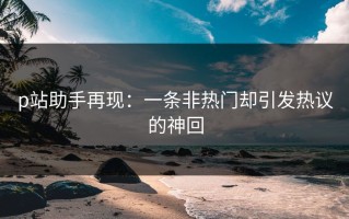 p站助手再现：一条非热门却引发热议的神回