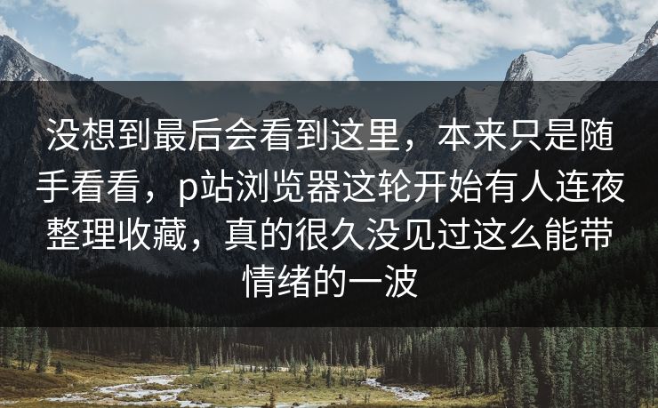 没想到最后会看到这里，本来只是随手看看，p站浏览器这轮开始有人连夜整理收藏，真的很久没见过这么能带情绪的一波-第1张图片-p站搬运工影视库 - p站助手短剧集