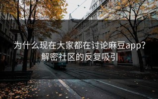 为什么现在大家都在讨论麻豆app？解密社区的反复吸引