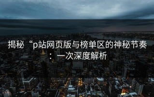 揭秘“p站网页版与榜单区的神秘节奏：一次深度解析